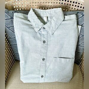 Lululemon Shirt Mens Small Light Gray Long Sleeve Button Down Stretch Athletic